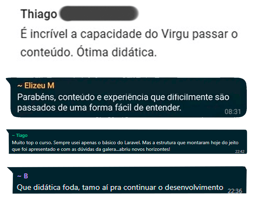 Depoimento dos alunos no ultimo workshop